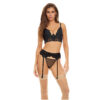 Bombshell Boudoir Peek A Boo Wire 3 Pc Set Black