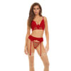 Bombshell Boudoir Peek A Boo Wire 3 Pc Set Red
