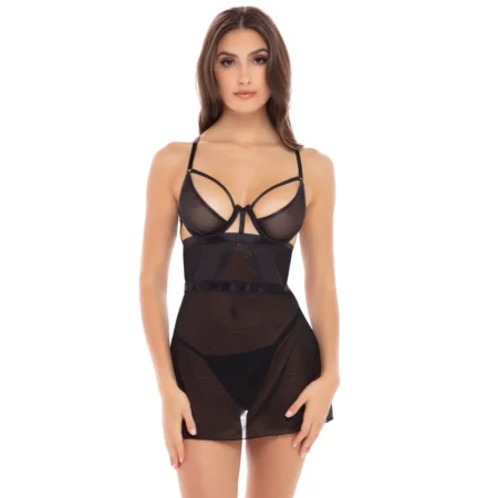 RENE ROFE NEW IN TOWN CHEMISE & G-STRING BLACK