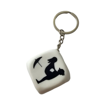 DIABLO PICANTE - WHITE DICE KEYCHAIN WITH POSES