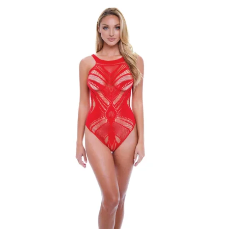Jacquard Bodysuit Red BACI LINGERIE