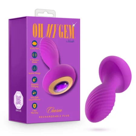 Oh My Gem By Blush® | Charm 4.5 Inch Vibrating Anal Plug Massager With Stayput™ Design & Amethyst Gem Base - In Purple