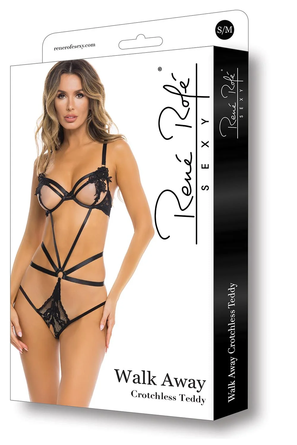 RENE ROFE LINGERIE Walk Away Crotchless Teddy Black