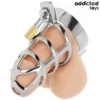 ADDICTED TOYS LOCKED - SILVER LOCK METAL PENIS CAGE SIZE S