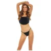 Bombshell Boudoir Cropped Zip Back Corset Set Black