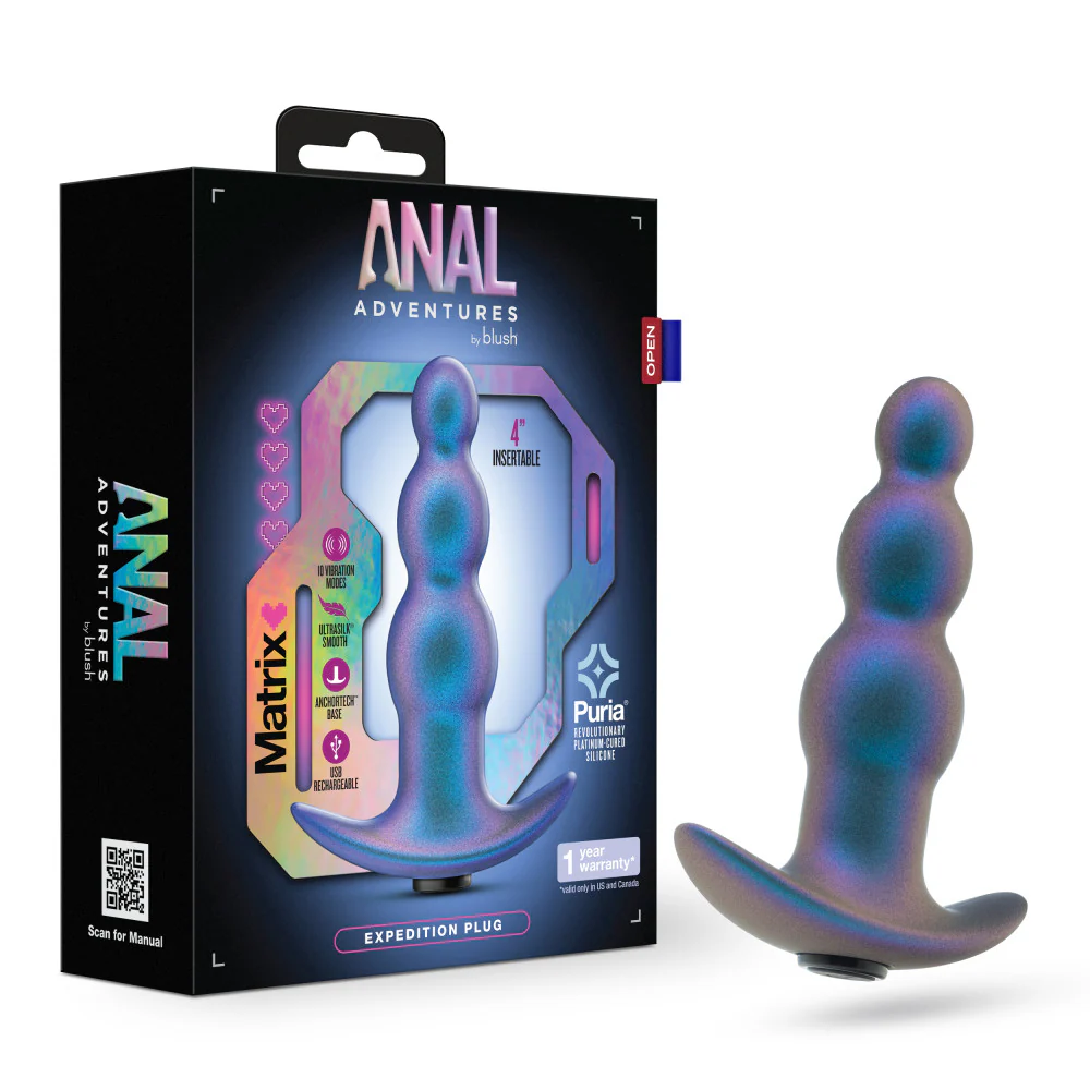 Anal Adventures Matrix By Blush® | Expedition - Vibrating Anal Plug With AnchorTech™ Base - Lunar Blue