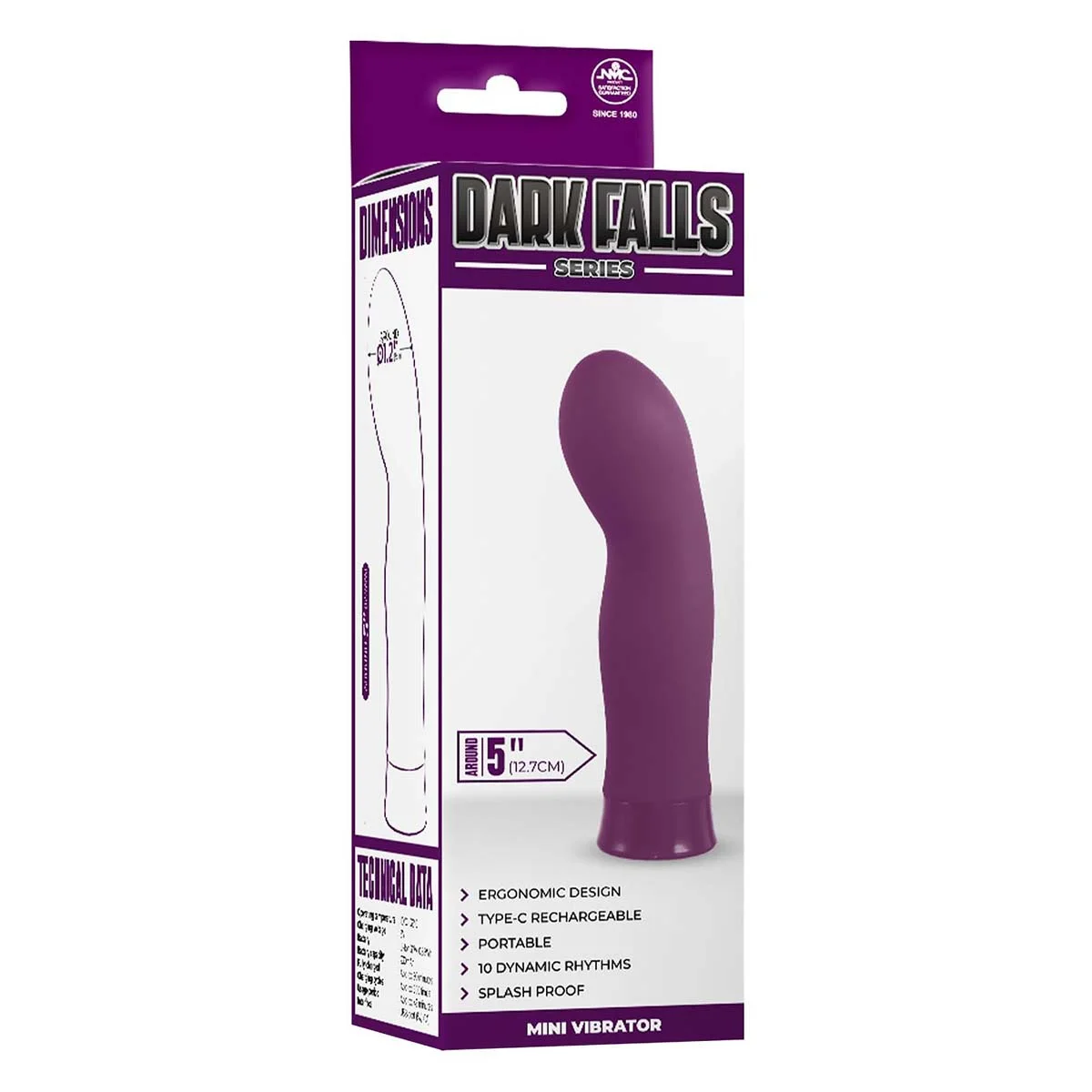 5 Inch Rechargeable Silicone 10 Functions Speed Vibrator Purple NMC